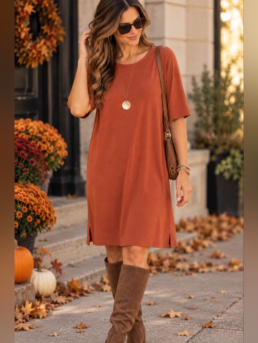 Eileen Fisher Rust Orange Tencel Shift Dress Size XL